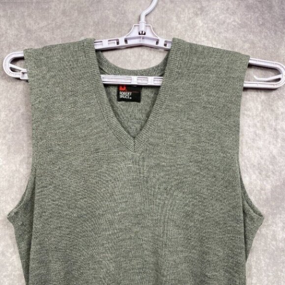 Vintage Robert Bruce Sweater Vest Mens XLT Gray Preppy Office Business Casual - Picture 3 of 8